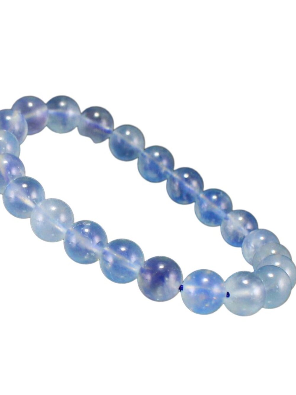 Natural Blue Aquamarine Crystal 8mm Bead Bracelet Gemstone 19.62g Certified